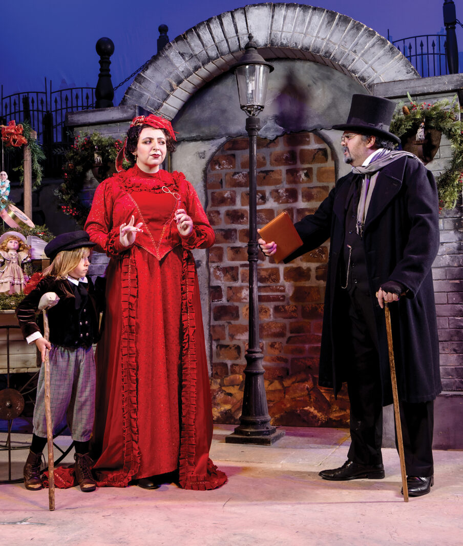 Actors run through scenes from “A Christmas Carol” in a Playhouse in the Park dress rehearsal.