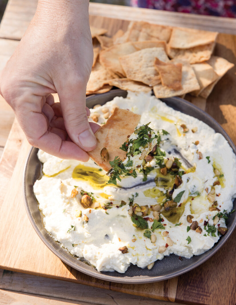 whipped feta dip served with pita chips